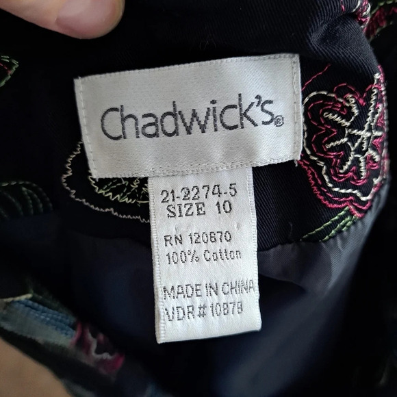 Chadwick's Women's Black Colorful Floral Embroidered Professional Blazer Size 10 - Picture 6 of 8